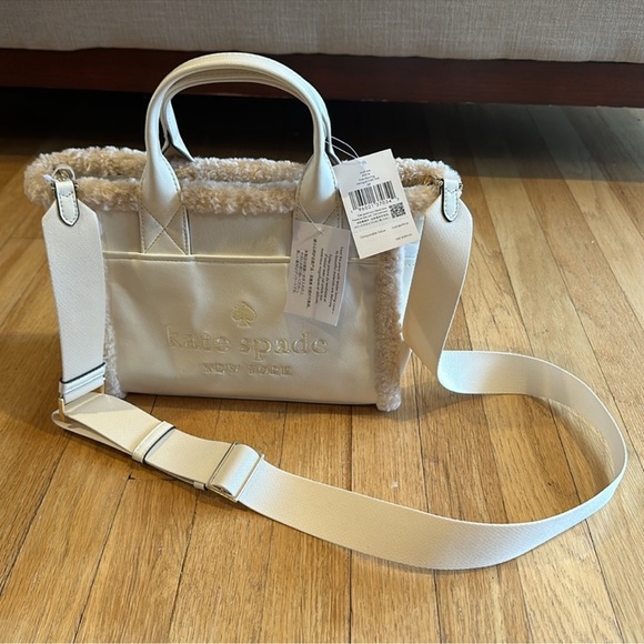 NWT Kate Spade ♠️ Jett Faux Shearling Small Tote in Meringue - Picture 5 of 10